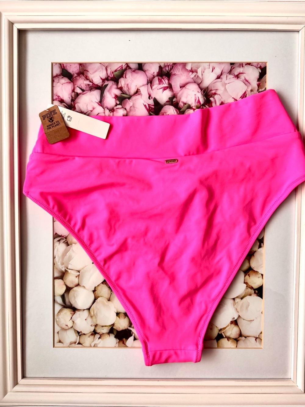 PINK Victoria's Secret Neon Pink High-Waist Bikini Bottom - Picture 2 of 5